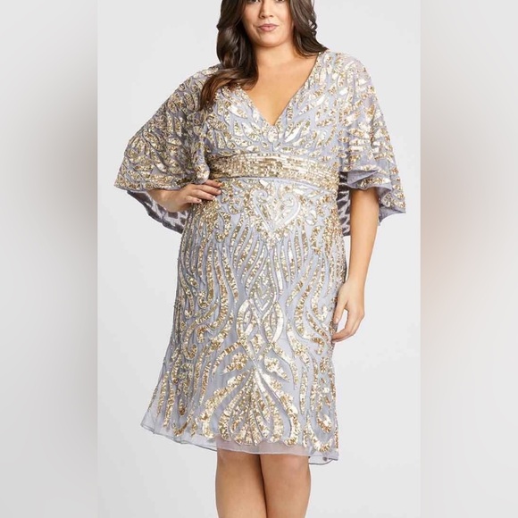 Mac Duggal Grey/Lavender and Gold Embellished Gown - Picture 3 of 3